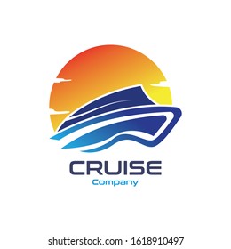 Cruise Ship Ocean Logo Template vector icon design