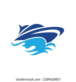 cruise ship and ocean waves logo. cruise ship illustration vector