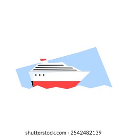 Crucero En El Océano En Ilustración vectorial Plana Que Simboliza Viajes De Ocio, Viaje Marítimo Y Vacaciones De Lujo, Aislado Sobre Fondo Blanco.