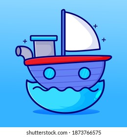 cruise ship on sea water vector isolated
