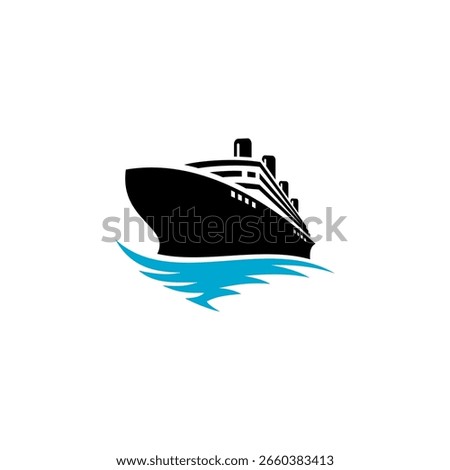 Cruise ship on wave simple logo