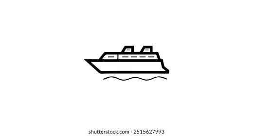 Diseño de Vector de contorno de barco de crucero para niños libro para colorear imprimible