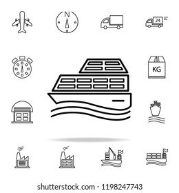 cruise ship outline icon. Cargo logistic icons universal set for web and mobile