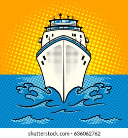 Cruise Ship Pop Art Style Vector Illustration. Comic Book Style Imitation