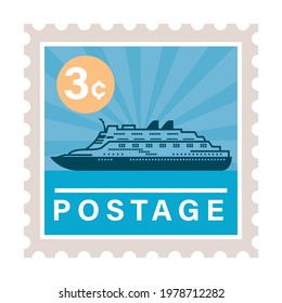 cruise ship postage stamp icon