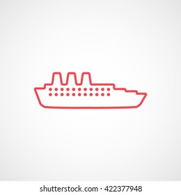 A Cruise Ship Red Flat Icon On White Background