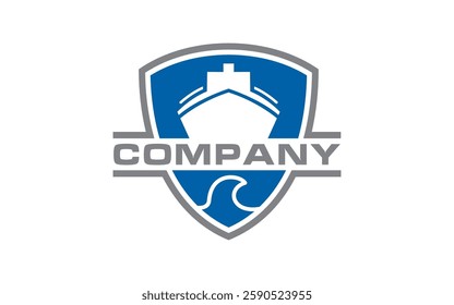 Cruise ship rudder emblem logo design
