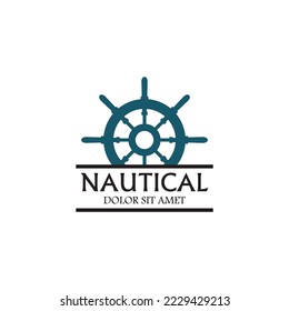 Cruise ship rudder logo design with ocean waves.