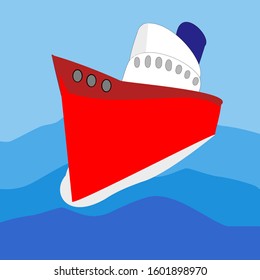Cruise Ship Sailing For Holidays Trip Vector Illustration