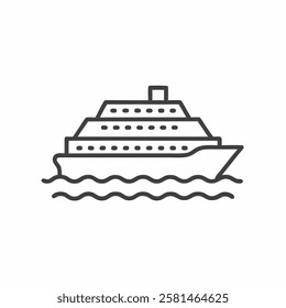 Cruise ship sailing on tranquil waters during sunset with a modern and minimalistic vector design