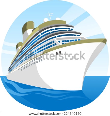 Cruise Ship Sea Holidays vector illustration cartoon.