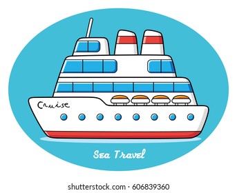 Cruise ship. Sea travel icon.