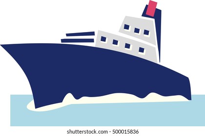 Cruise ship in the sea vector illustration