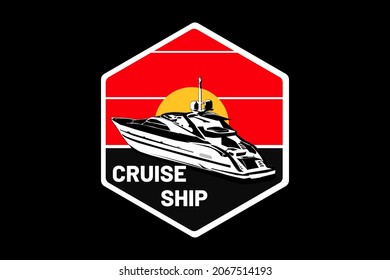 cruise ship silhouette retro design