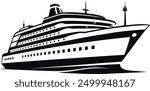 Cruise ship silhouette vector, Boat silhouette
