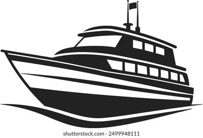 Cruise ship silhouette vector, Boat silhouette