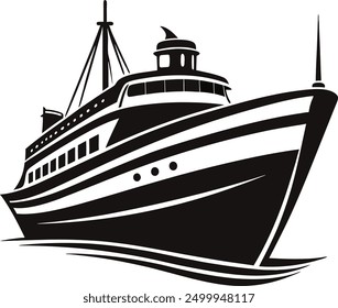 Cruise ship silhouette vector, Boat silhouette