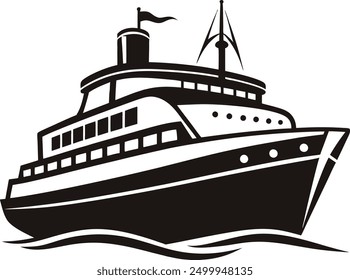 Cruise ship silhouette vector, Boat silhouette