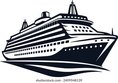 Vector de la silueta del barco de crucero, silueta del barco