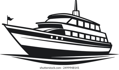 Cruise ship silhouette vector, Boat silhouette