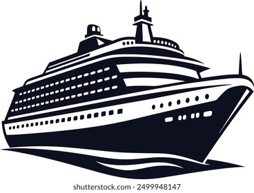 Cruise ship silhouette vector, Boat silhouette