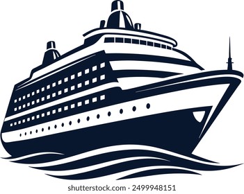 Cruise ship silhouette vector, Boat silhouette