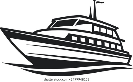 Cruise ship silhouette vector, Boat silhouette