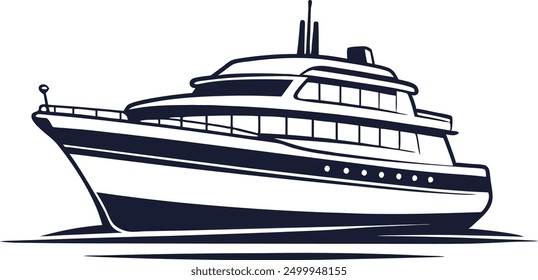 Cruise ship silhouette vector, Boat silhouette