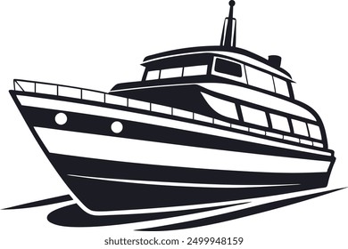 Cruise ship silhouette vector, Boat silhouette