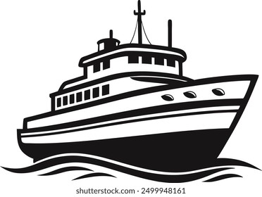 Cruise ship silhouette vector, Boat silhouette