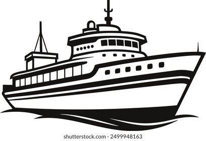 Cruise ship silhouette vector, Boat silhouette