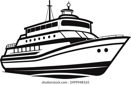 Cruise ship silhouette vector, Boat silhouette