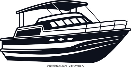 Cruise ship silhouette vector, Boat silhouette