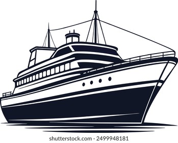 Vector de la silueta del barco de crucero, silueta del barco