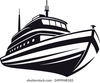 Cruise ship silhouette vector, Boat silhouette