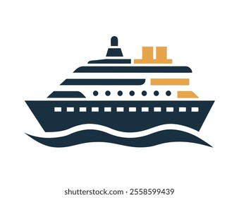 Cruise ship silhouette vector design