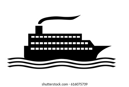 cruise ship silhouette vector on white background