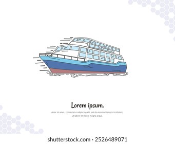 Barco de crucero simple doodle Arte vectorial plano para la decoración de la pared. Ilustración vectorial Imagen simple. colección de ilustraciones de dibujos animados de transporte. para la decoración de la habitación, eventos, etc