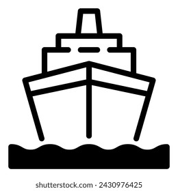 Cruise Ship Simple Line Icon Logo Symbol