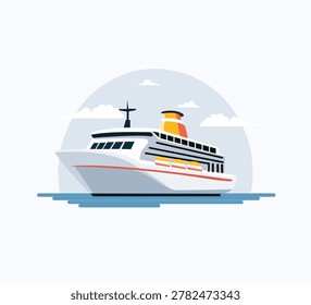 cruise ship with sky background vector illustration