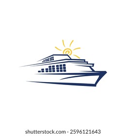 Cruise Ship with Sun Logo Template