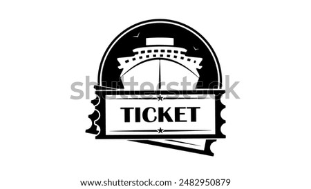 Cruise ship ticket, black isolate silhouette
