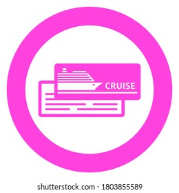 Cruise ship ticket, circle trendy icon on a white background