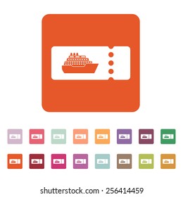 The cruise ship tickets icon. Travel symbol. Flat Vector illustration. Button Set