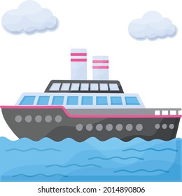 Cruise ship tour Concept, luxury  yacht trips Vector Icon Design, Travel and Tourism Symbol, Holiday and Vacation Sign, Discovery and exploration Stock illustration
