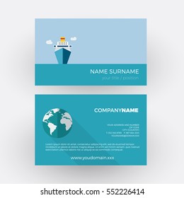 cruise ship, travel agency. vector professional business card