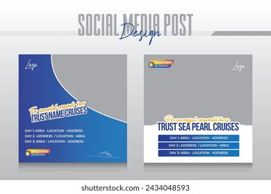 Cruise Ship Travel holiday vacation social media post web banner