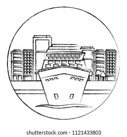 cruise ship travel start voyage in port of big city