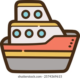 Cruise ship vector doodle illustration and graphic