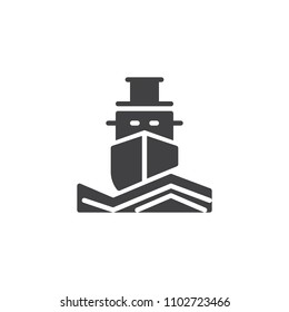 Cruise ship vector icon. filled flat sign for mobile concept and web design. Cruise liner on waves solid icon. Symbol, logo illustration. Pixel perfect vector graphics